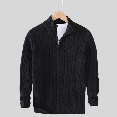 Men's Half Zip Sweater with Cable Knit Design for Versatile Casual or Formal Style 3