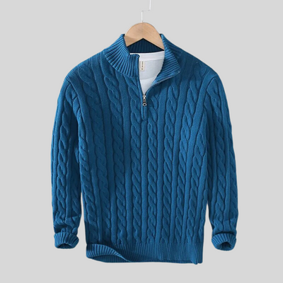 Men's Half Zip Sweater with Cable Knit Design for Versatile Casual or Formal Style 6