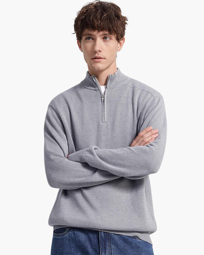 Men's Half Zip Sweater with Stand-Up Collar for Elegant Casual Style 1