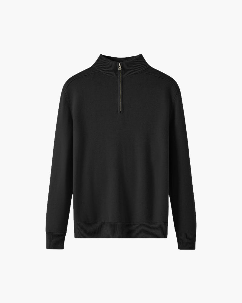 Men's Half Zip Sweater with Stand-Up Collar for Elegant Casual Style 2
