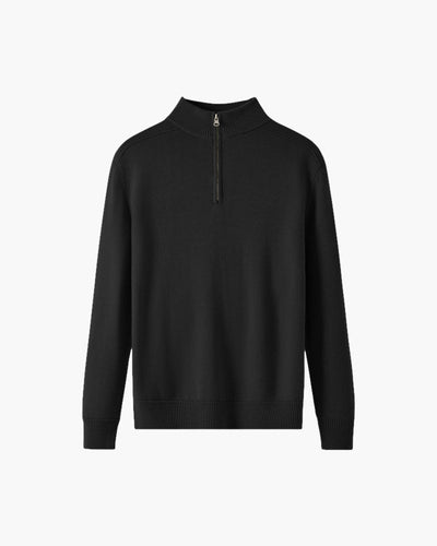 Men's Half Zip Sweater with Stand-Up Collar for Elegant Casual Style 2