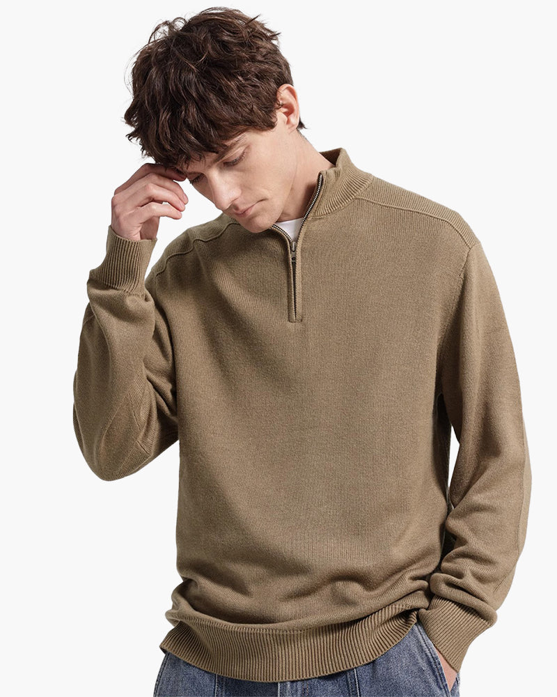 Men's Half Zip Sweater with Stand-Up Collar for Elegant Casual Style 5