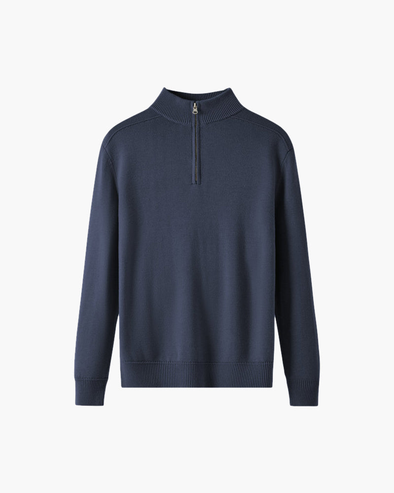 Men's Half Zip Sweater with Stand-Up Collar for Elegant Casual Style 6