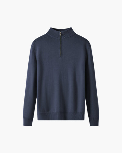 Men's Half Zip Sweater with Stand-Up Collar for Elegant Casual Style 6