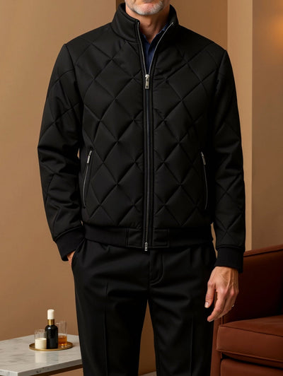 Men's Jacket with Classic Quilted Design and High Neck for Winter Style 1