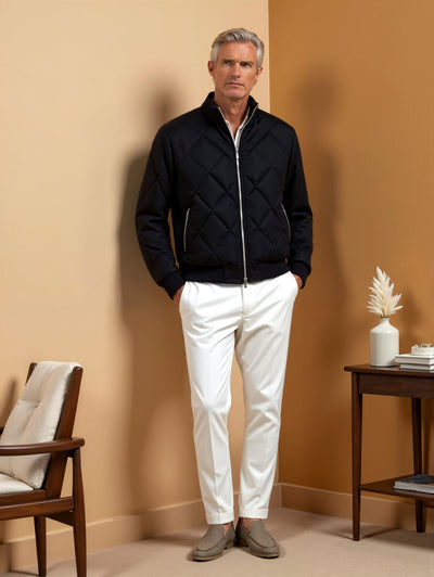 Men's Jacket with Classic Quilted Design and High Neck for Winter Style 2