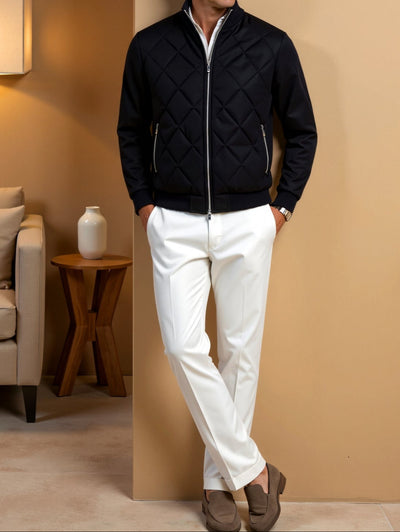 Men's Jacket with Classic Quilted Design and High Neck for Winter Style 3