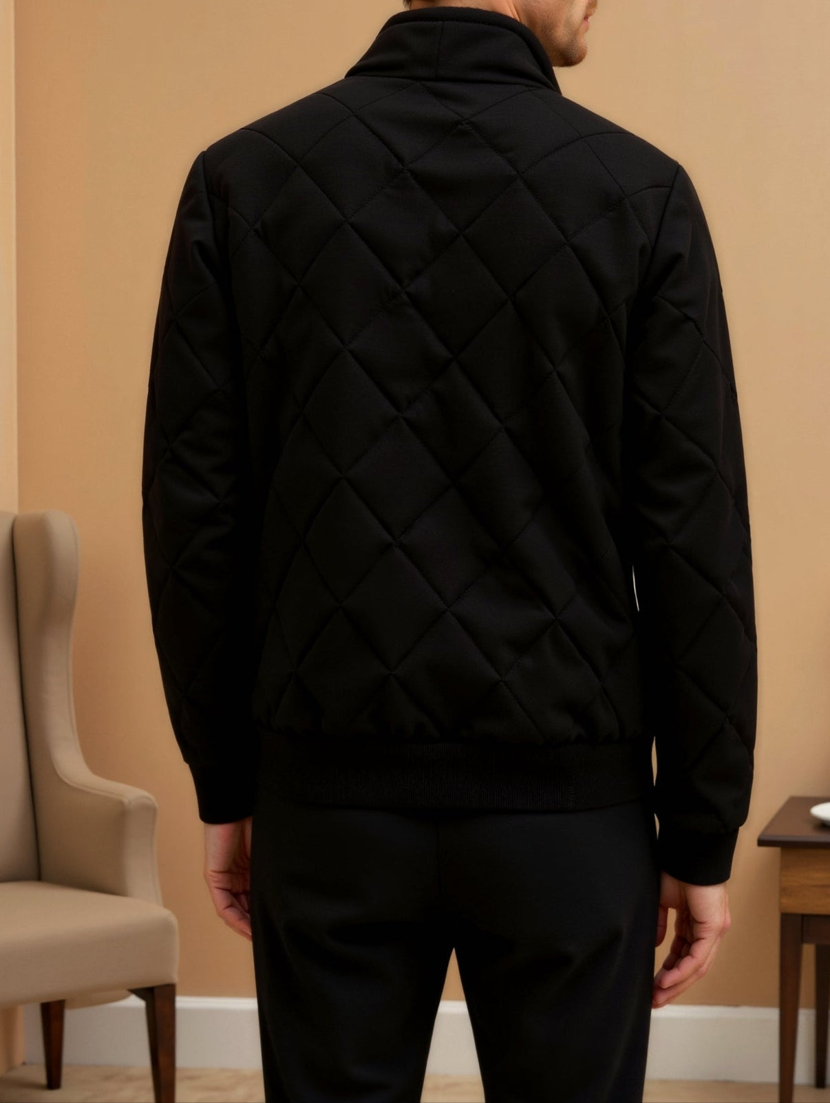 Men's Jacket with Classic Quilted Design and High Neck for Winter Style 4