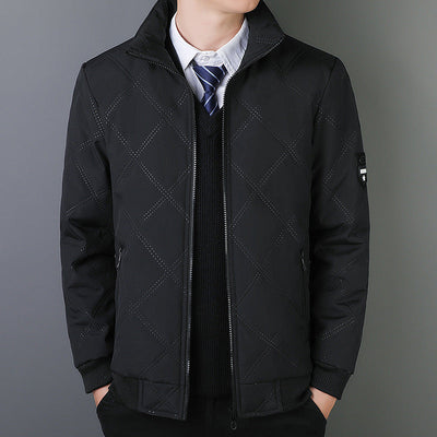 Men's Jacket with High Neck and Elastic Cuffs for Business and Casual Wear, Elegant Quilted Design 0