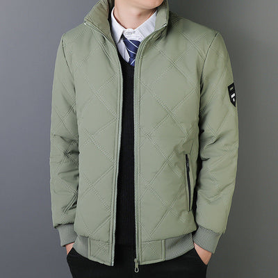 Men's Jacket with High Neck and Elastic Cuffs for Business and Casual Wear, Elegant Quilted Design 2