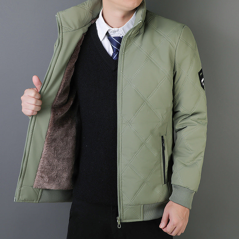 Men's Jacket with High Neck and Elastic Cuffs for Business and Casual Wear, Elegant Quilted Design 3
