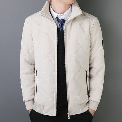 Men's Jacket with High Neck and Elastic Cuffs for Business and Casual Wear, Elegant Quilted Design 4