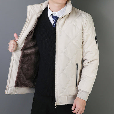 Men's Jacket with High Neck and Elastic Cuffs for Business and Casual Wear, Elegant Quilted Design 5