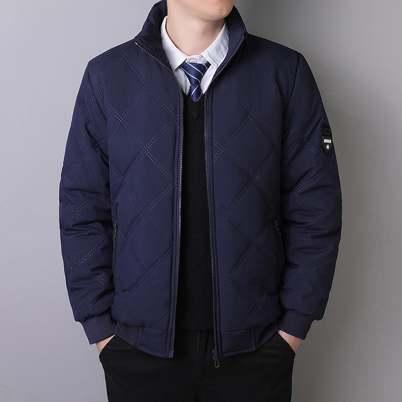 Men's Jacket with High Neck and Elastic Cuffs for Business and Casual Wear, Elegant Quilted Design 8