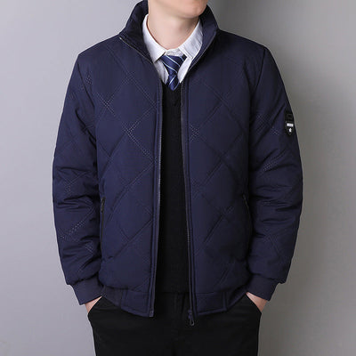 Men's Jacket with High Neck and Elastic Cuffs for Business and Casual Wear, Elegant Quilted Design 8