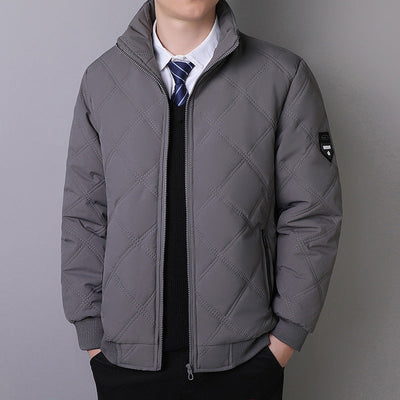 Men's Jacket with High Neck and Elastic Cuffs for Business and Casual Wear, Elegant Quilted Design 9