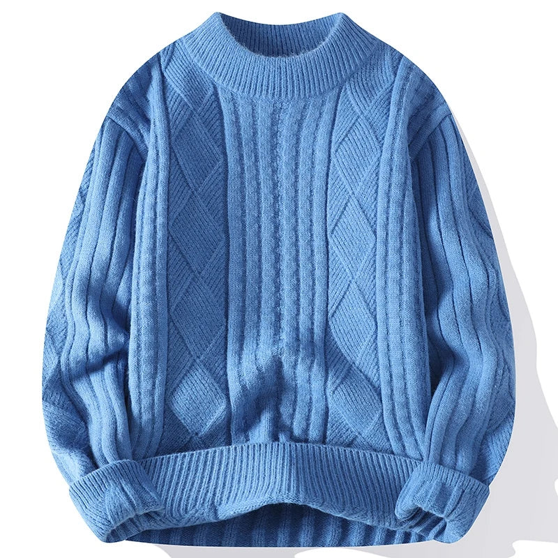 Men's Sweater with Diamond Pattern and Elegant Knitted Design for Casual and Formal Occasions 2