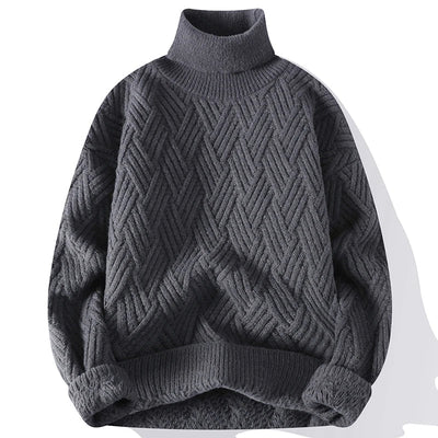 Men's Sweater with High Collar and Structured Design for Elegant Casual Wear 0