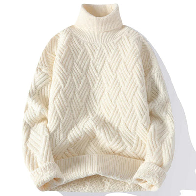 Men's Sweater with High Collar and Structured Design for Elegant Casual Wear 1