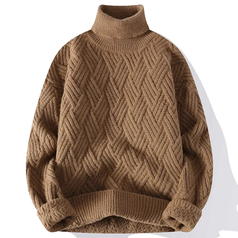 Men's Sweater with High Collar and Structured Design for Elegant Casual Wear 3