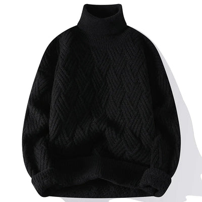 Men's Sweater with High Collar and Structured Design for Elegant Casual Wear 4