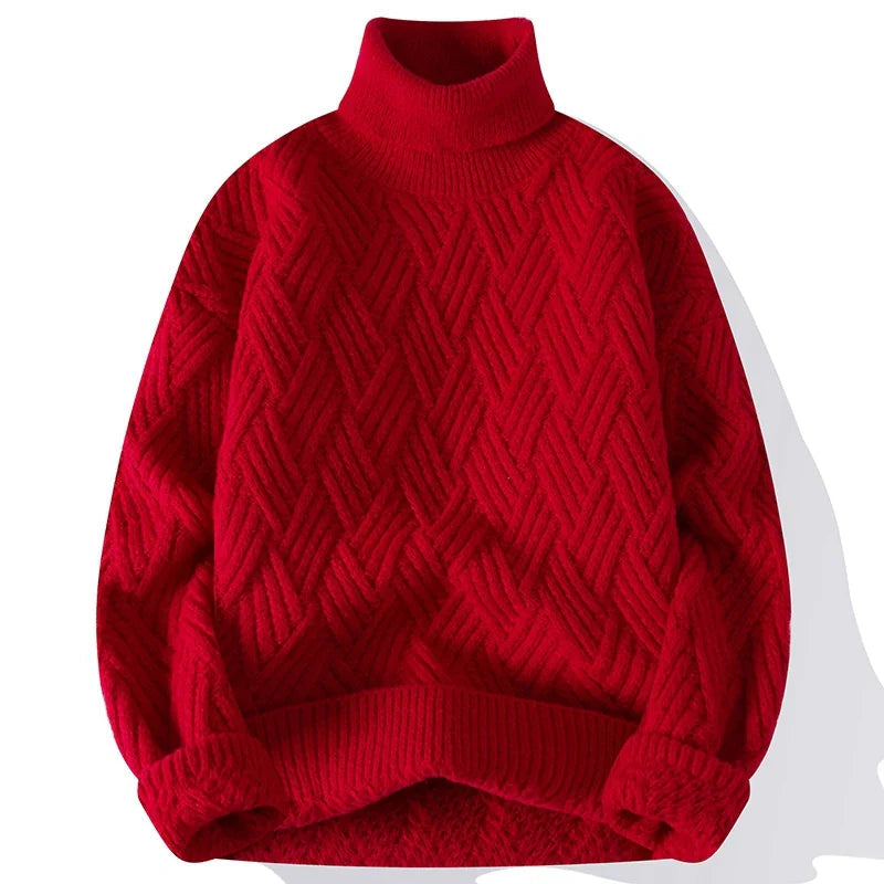 Men's Sweater with High Collar and Structured Design for Elegant Casual Wear 5