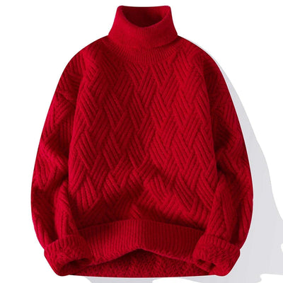 Men's Sweater with High Collar and Structured Design for Elegant Casual Wear 5