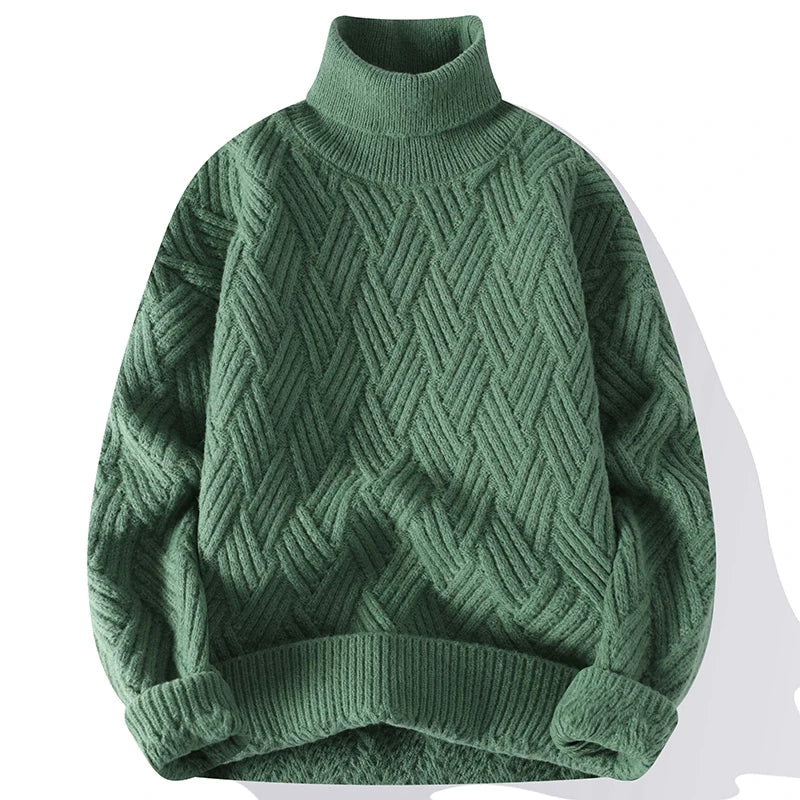 Men's Sweater with High Collar and Structured Design for Elegant Casual Wear 6