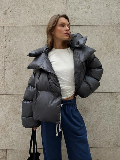 Puffer Jacket for Women - Quilted Warm Winter Coat with Modern Design and Voluminous Silhouette 0