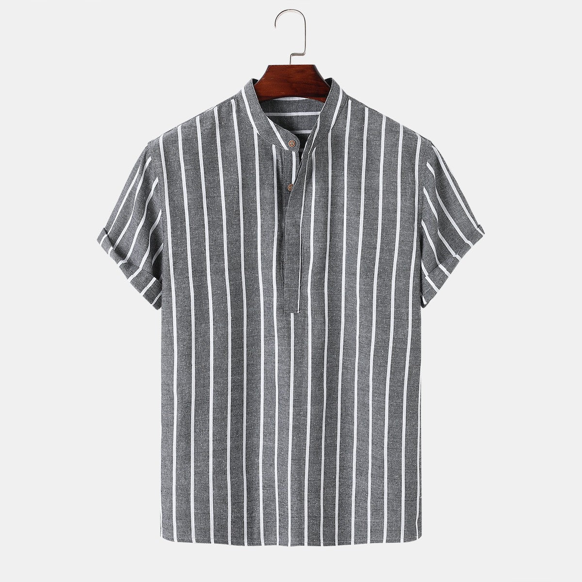Samuel | Short-sleeved Henley summer shirt with striped pattern 11