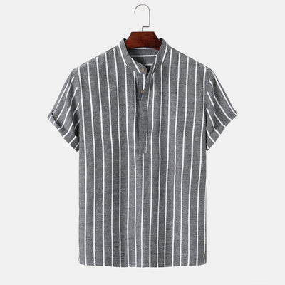 Samuel | Short-sleeved Henley summer shirt with striped pattern 11