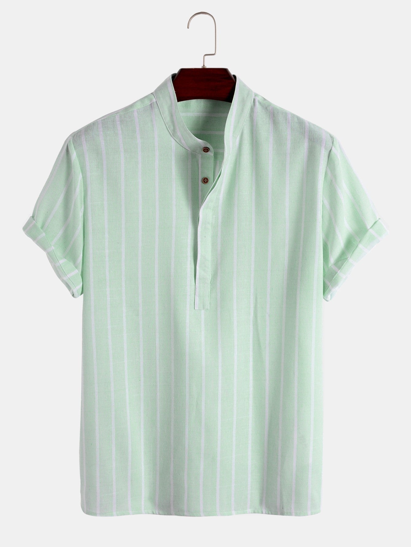 Samuel | Short-sleeved Henley summer shirt with striped pattern 12