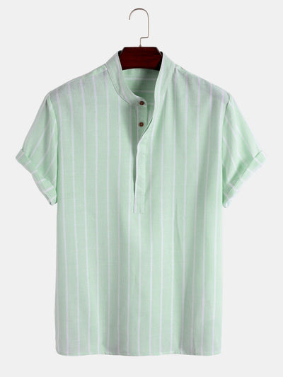 Samuel | Short-sleeved Henley summer shirt with striped pattern 12