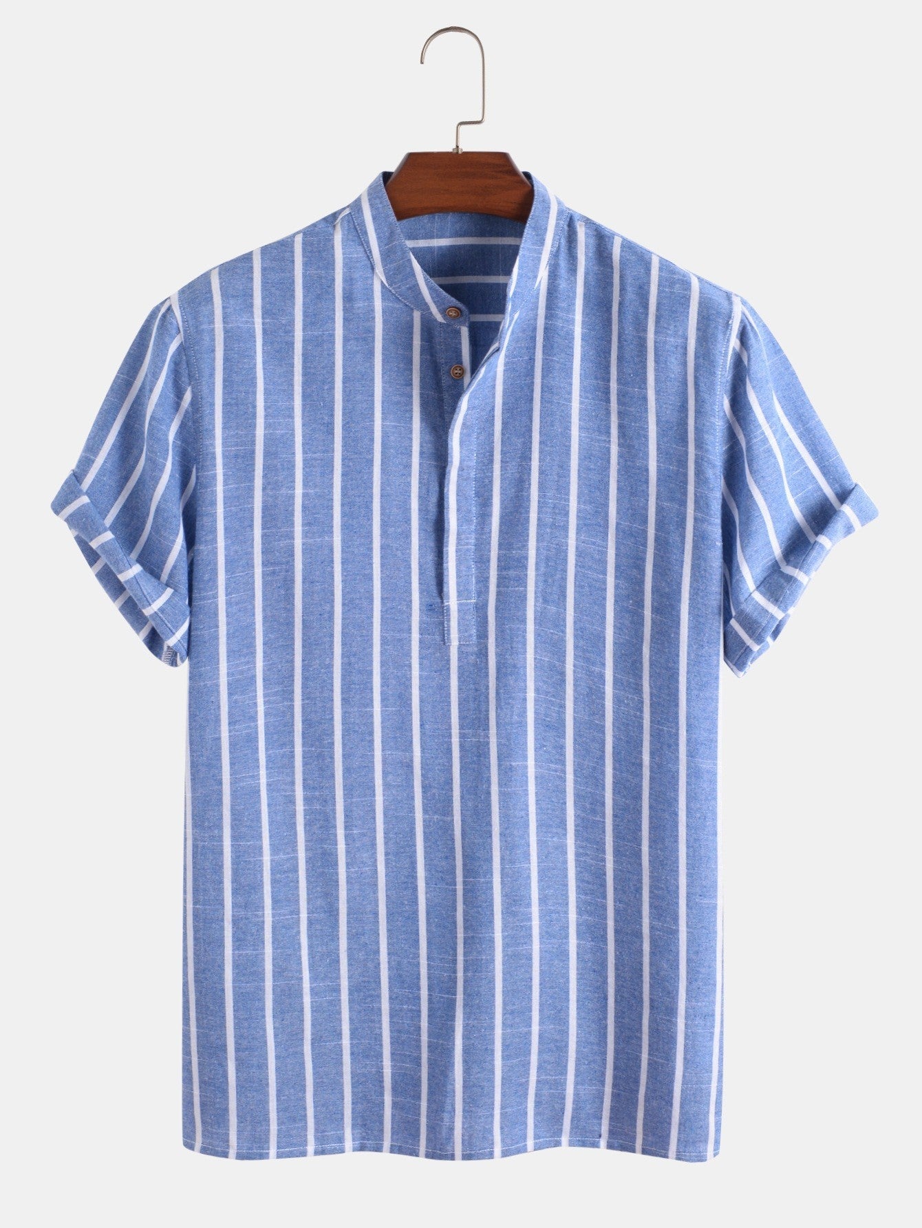 Samuel | Short-sleeved Henley summer shirt with striped pattern 13