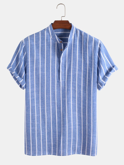 Samuel | Short-sleeved Henley summer shirt with striped pattern 13