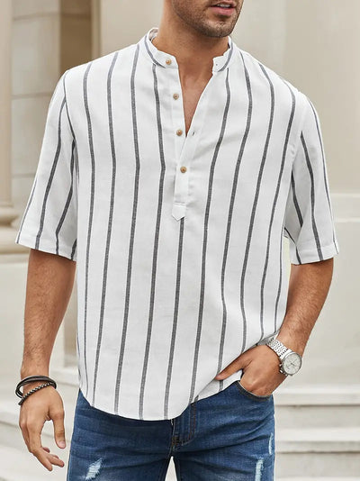 Samuel | Short-sleeved Henley summer shirt with striped pattern 2