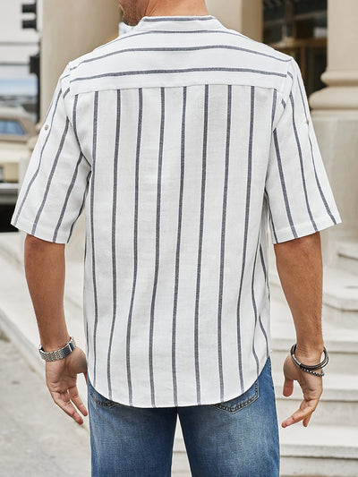 Samuel | Short-sleeved Henley summer shirt with striped pattern 5