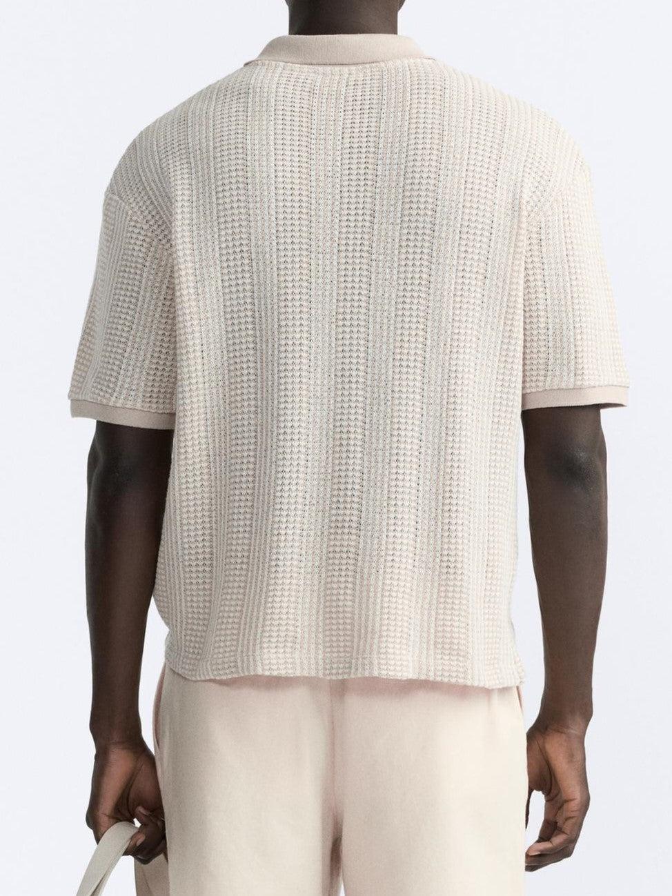 Structured knit polo shirt with zipper 2