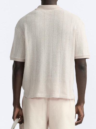 Structured knit polo shirt with zipper 2