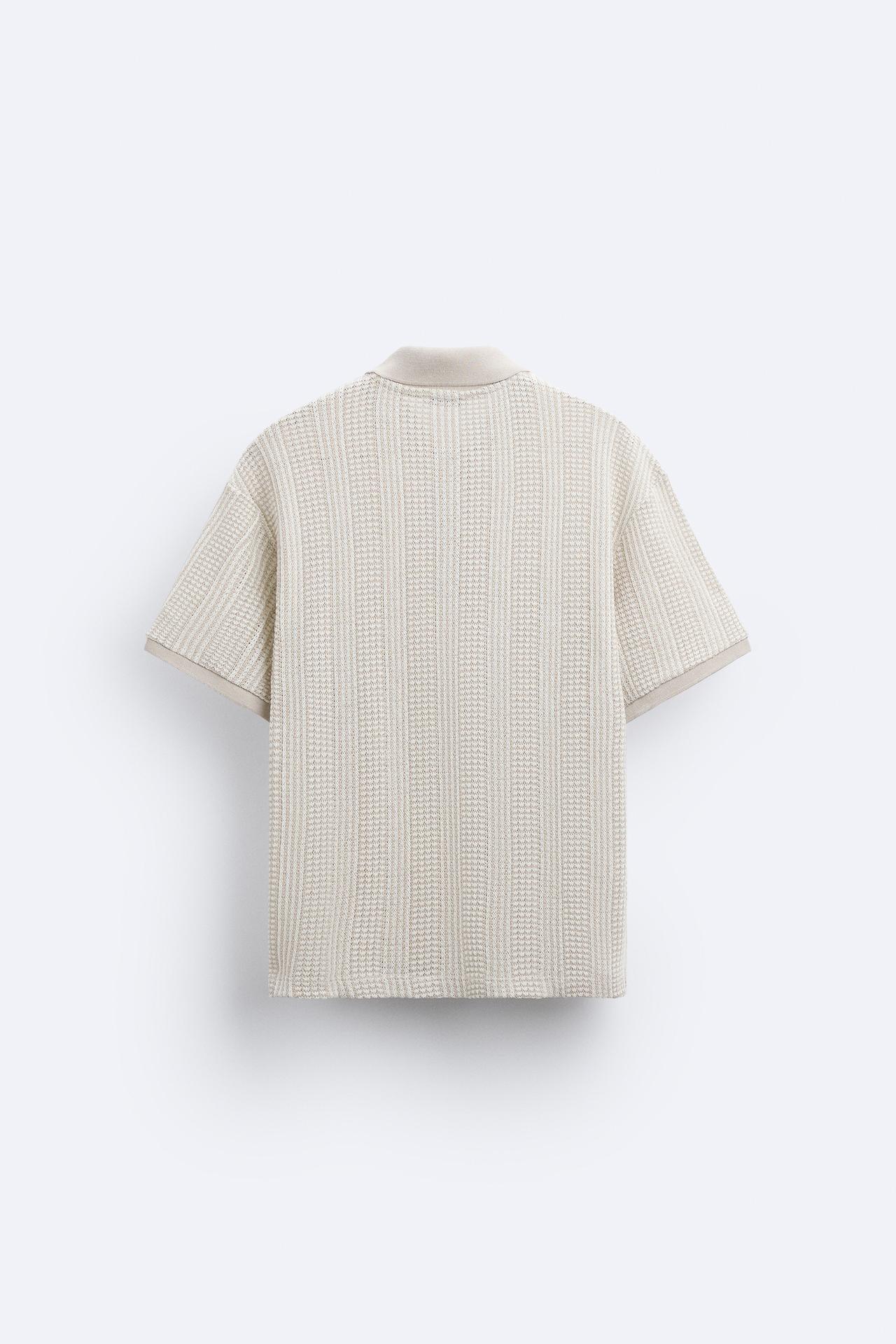 Structured knit polo shirt with zipper 3