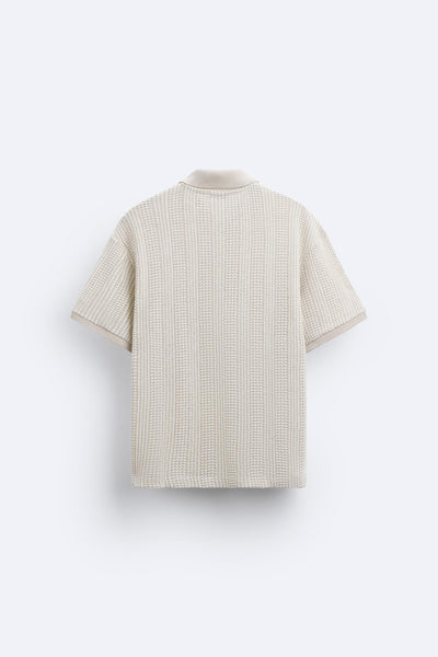Structured knit polo shirt with zipper 3