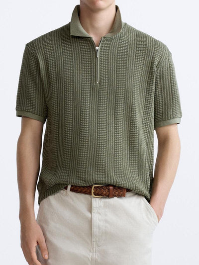 Structured knit polo shirt with zipper 6