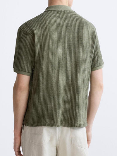 Structured knit polo shirt with zipper 7