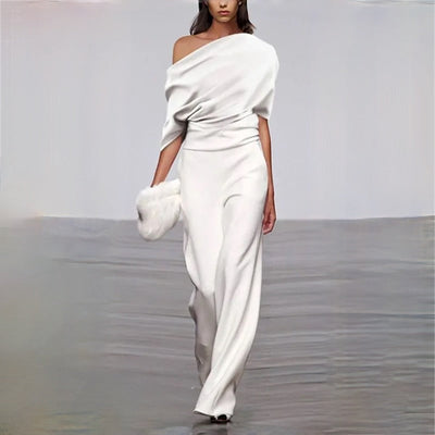 Summer jumpsuit with one-shoulder strap and wide leg for women 0