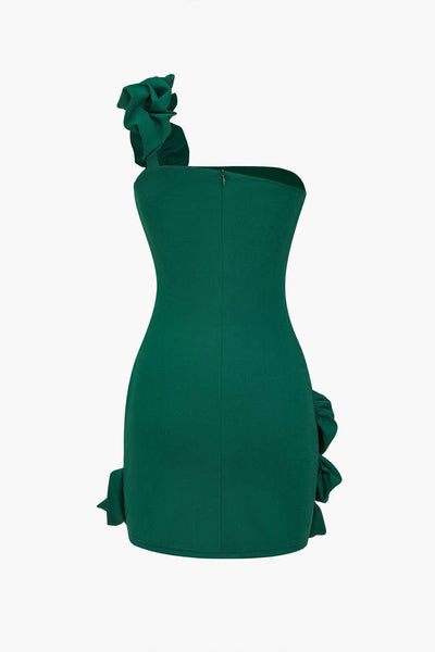 Valeria | One-Shoulder Bodycon Ruffled Dress – Elegant sophistication with a playful touch 3