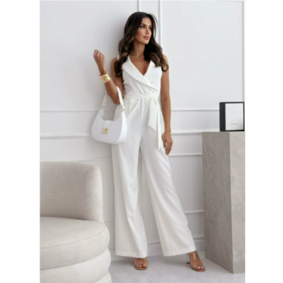 Women's Sleeveless Wide Leg Jumpsuit | V-Neck 3