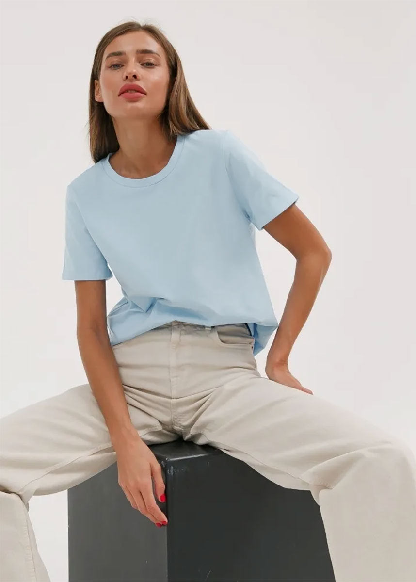 Relaxed Crew Neck T Shirt with Short Sleeves and Straight Hem, detail view 2