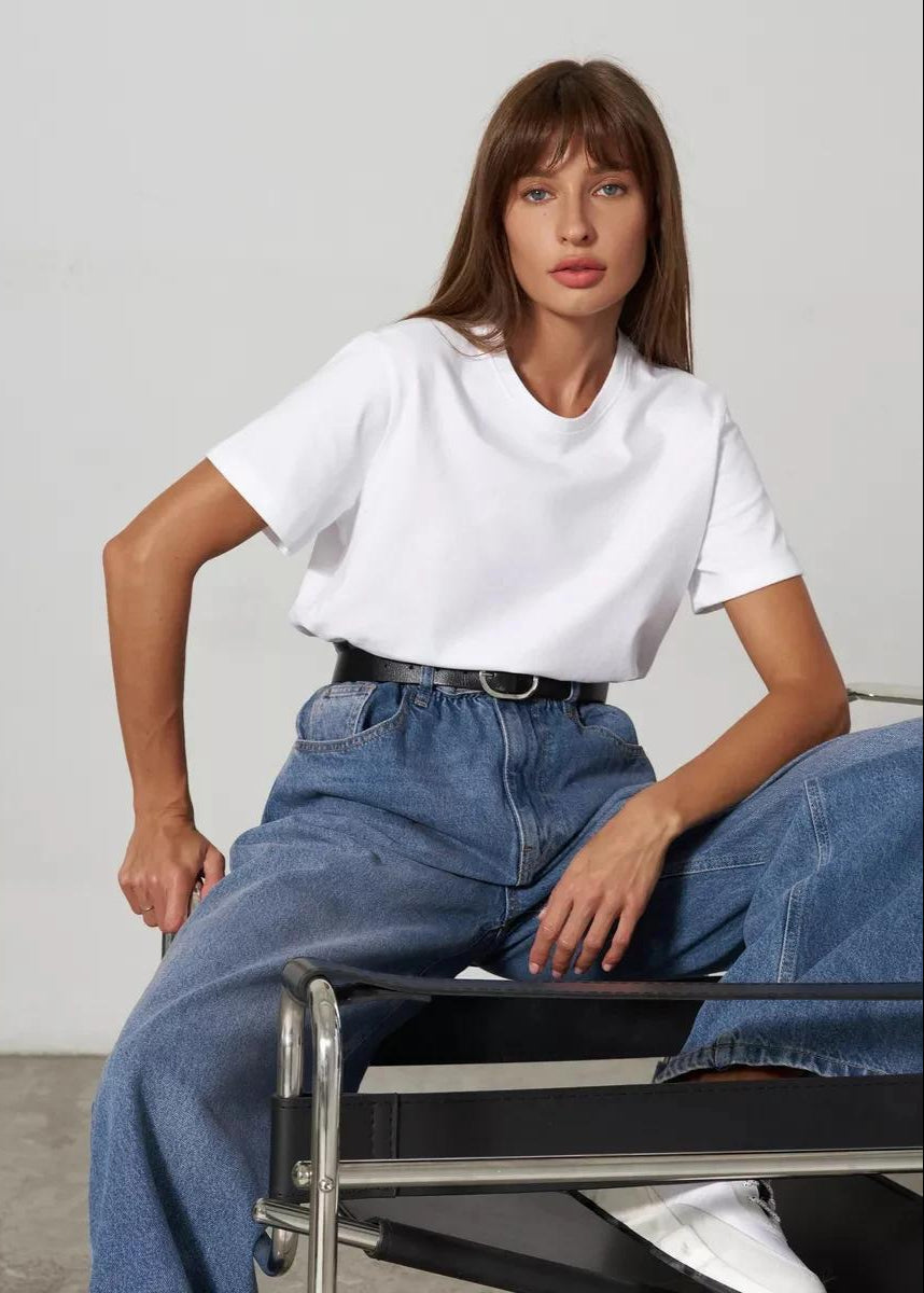 Relaxed Crew Neck T Shirt with Short Sleeves and Straight Hem, detail view 4