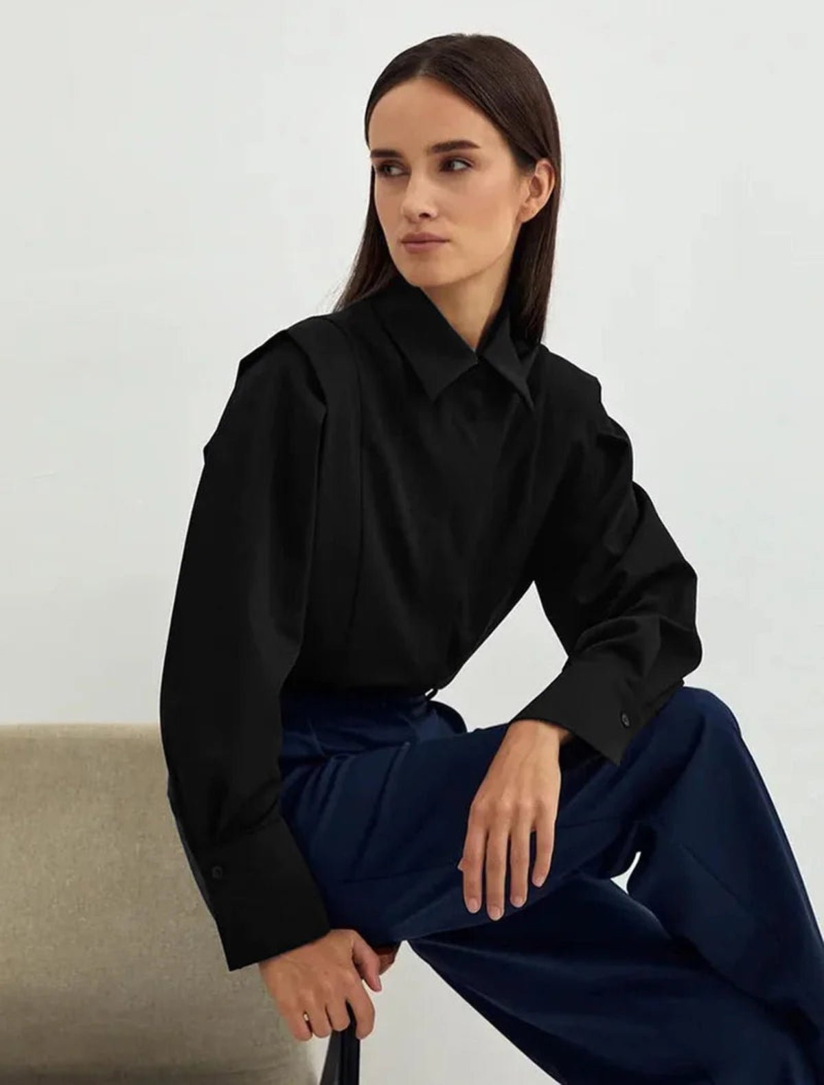 Statement Collar Blouse with Voluminous Sleeves, detail view 8