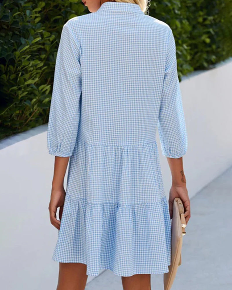 Womens Summer Dress with Gingham Tiers in a Cotton Blend
